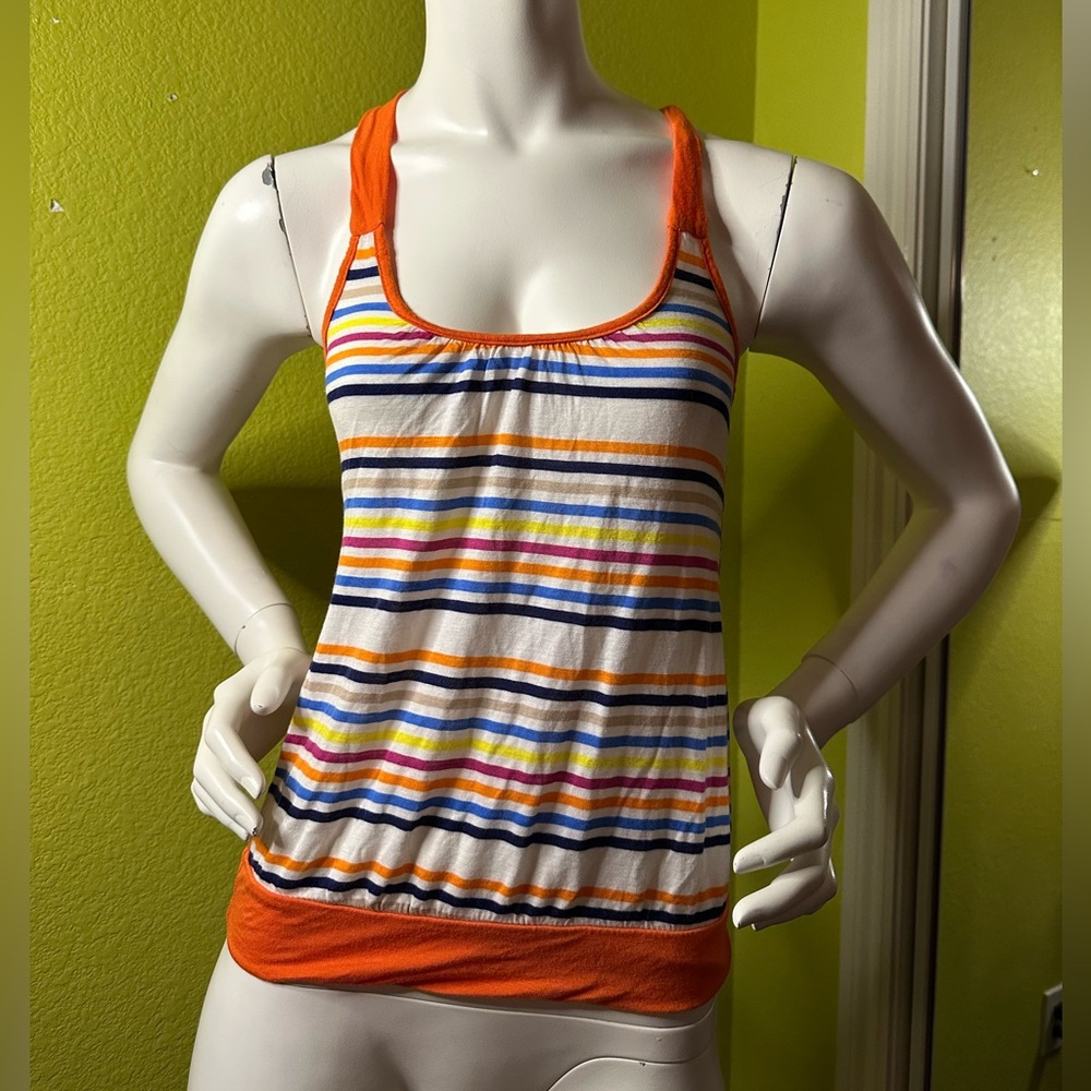 Wet Seal Stripped Tank Top with Orange Trim